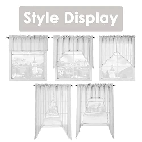 BD BEDA HOME Tassel Linen Textured Swag Curtain Valance, Grey, 36 x 36 in | Light-filtering, airy linen blend for home decor thumbnail 6