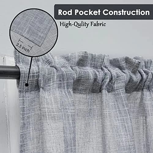 BD BEDA HOME Tassel Linen Textured Swag Curtain Valance, Grey, 36 x 36 in | Light-filtering, airy linen blend for home decor thumbnail 2