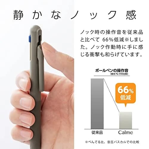 Pentel BXAC37D Calme Ballpoint Pen 0.7mm | Attenuated Click Sound, Leather Grip, Refillable, 3 Colors thumbnail 3