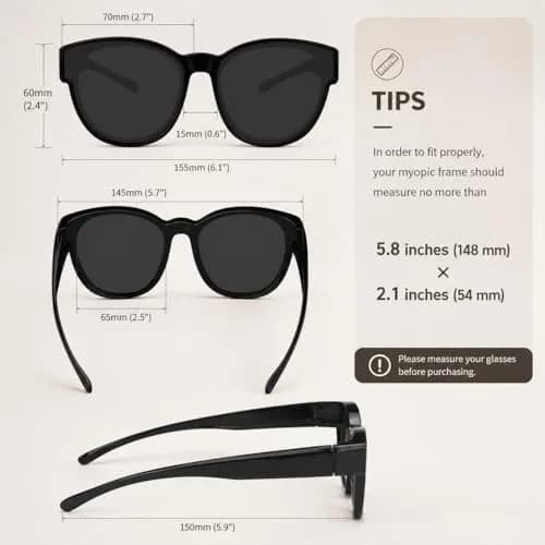 JIANGTUN Fit Over the Glass Sunglasses XL | Polarized UV Protection, Grey Lens thumbnail 3