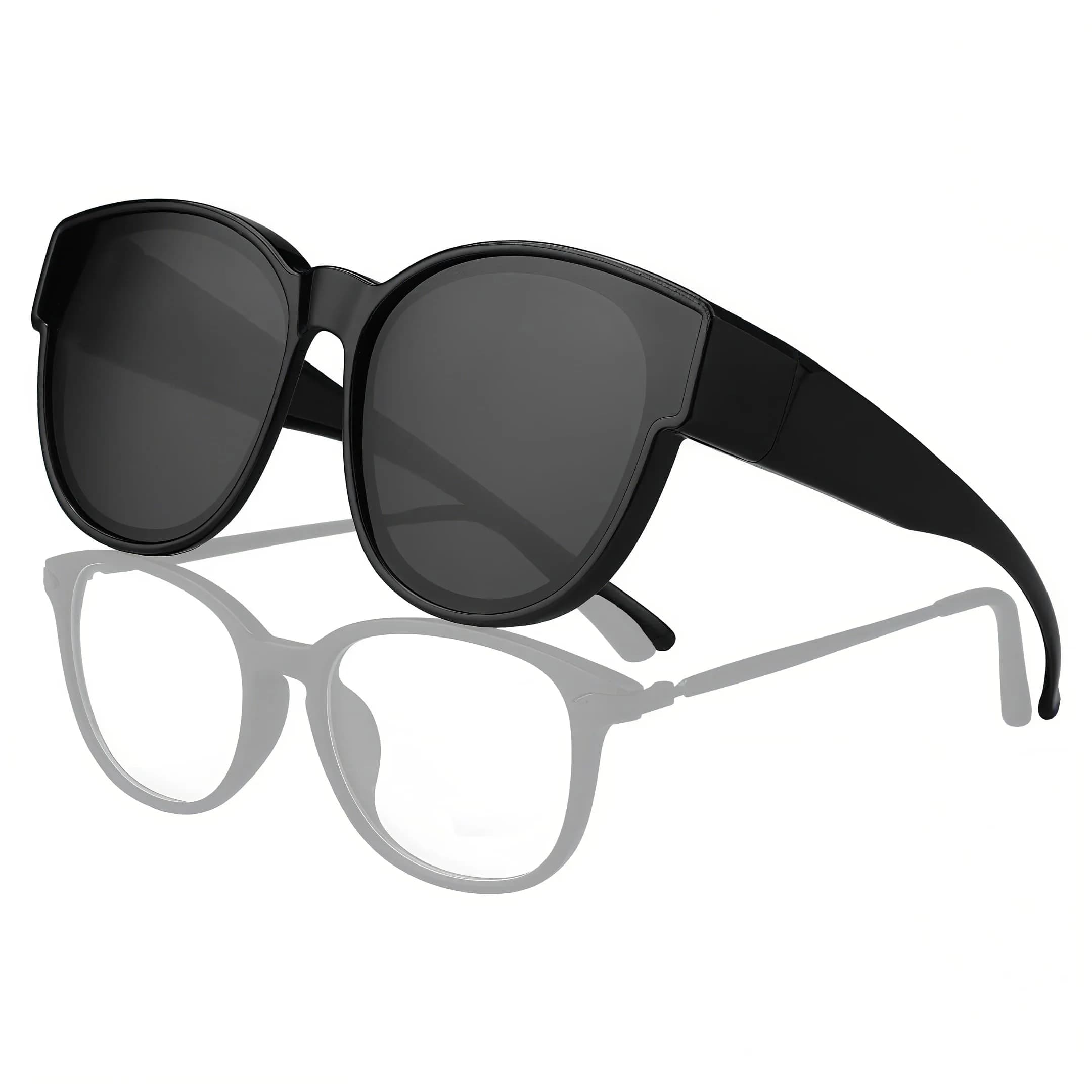 JIANGTUN Fit Over the Glass Sunglasses XL | Polarized UV Protection, Grey Lens - main product image