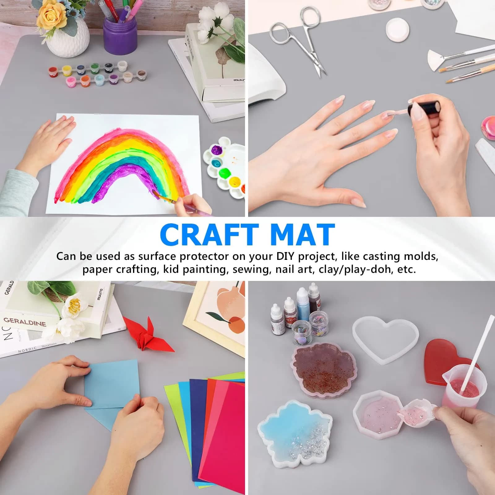 Gartful Oversize Silicone Craft Mat 80cm x 60cm (31.5" x 23.6") | Protects Surfaces from Resin, Paint & Heat - view 5