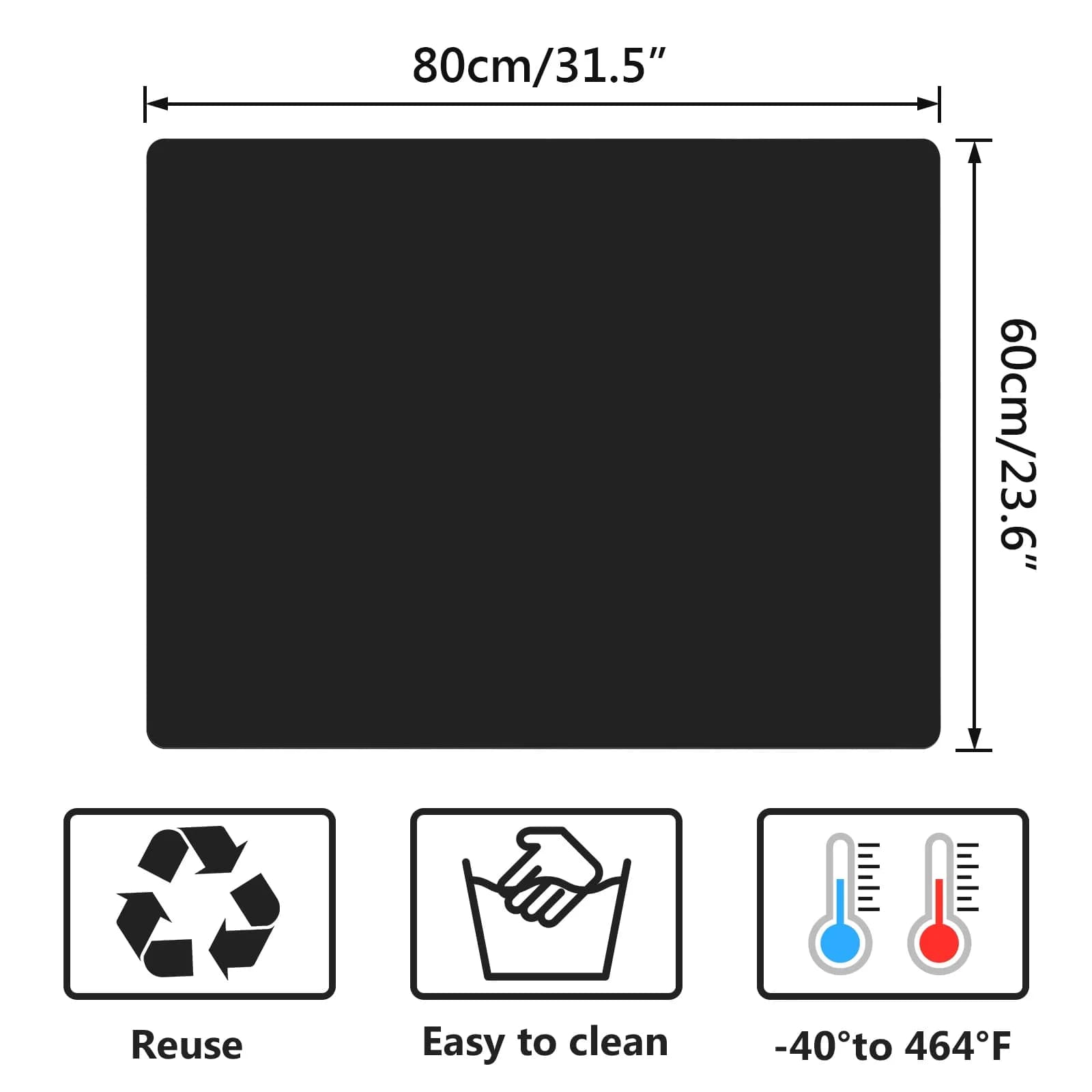 Gartful Oversize Silicone Craft Mat 80 x 60 cm (31.5 x 23.6 inches) | Protects Surfaces from Resin, Paint, and Heat - view 2