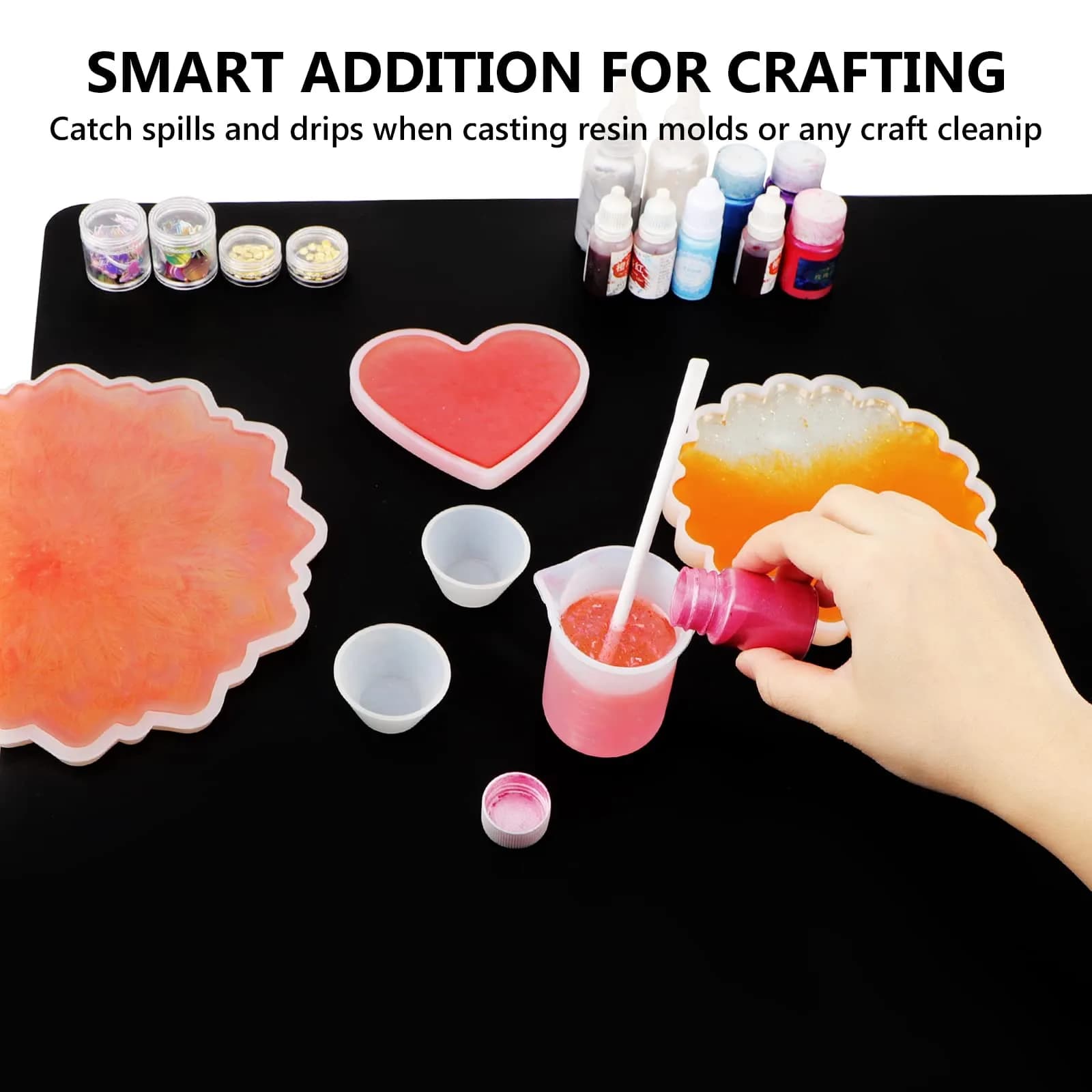 Gartful Oversize Silicone Craft Mat 80 x 60 cm (31.5 x 23.6 inches) | Protects Surfaces from Resin, Paint, and Heat - view 4