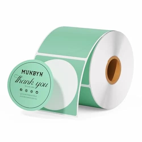 MUNBYN 2 Inch Green Circle Thermal Sticker Labels 750 Labels/Roll | Direct Thermal Labels for Clear Printing thumbnail 1