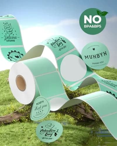 MUNBYN 2 Inch Green Circle Thermal Sticker Labels 750 Labels/Roll | Direct Thermal Labels for Clear Printing thumbnail 4