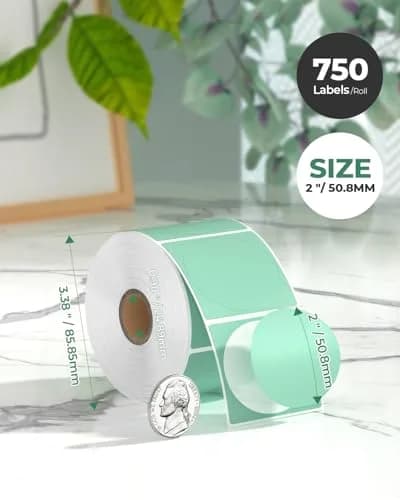 MUNBYN 2 Inch Green Circle Thermal Sticker Labels 750 Labels/Roll | Direct Thermal Labels for Clear Printing thumbnail 2