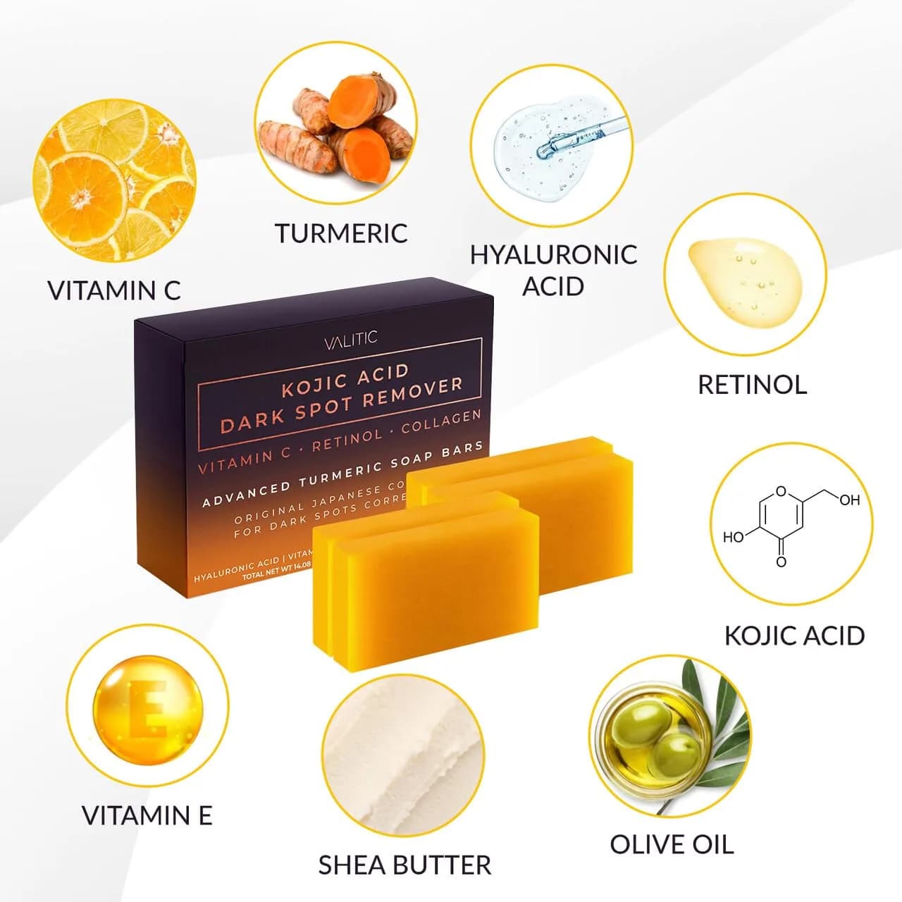 VALITIC Kojic Acid Dark Spot Remover Soap Bar 4 Pack (14 oz / 397 g) | Original Japanese Complex for Even Skin Tone - view 5