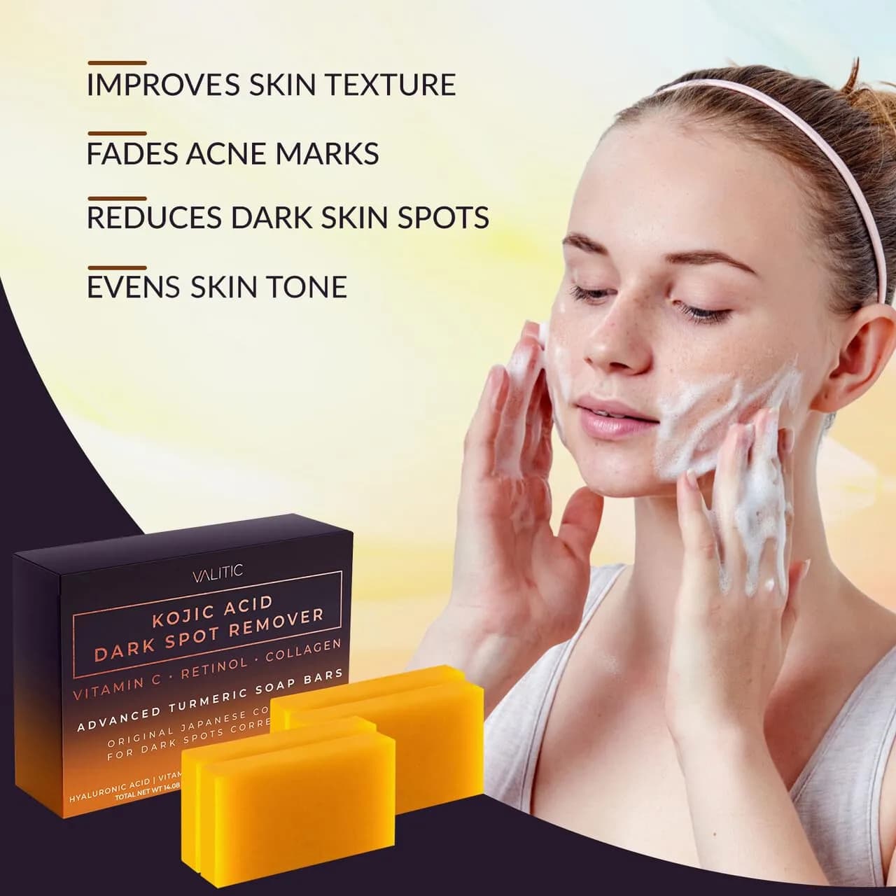 VALITIC Kojic Acid Dark Spot Remover Soap Bar 4 Pack (14 oz / 397 g) | Original Japanese Complex for Even Skin Tone - view 4