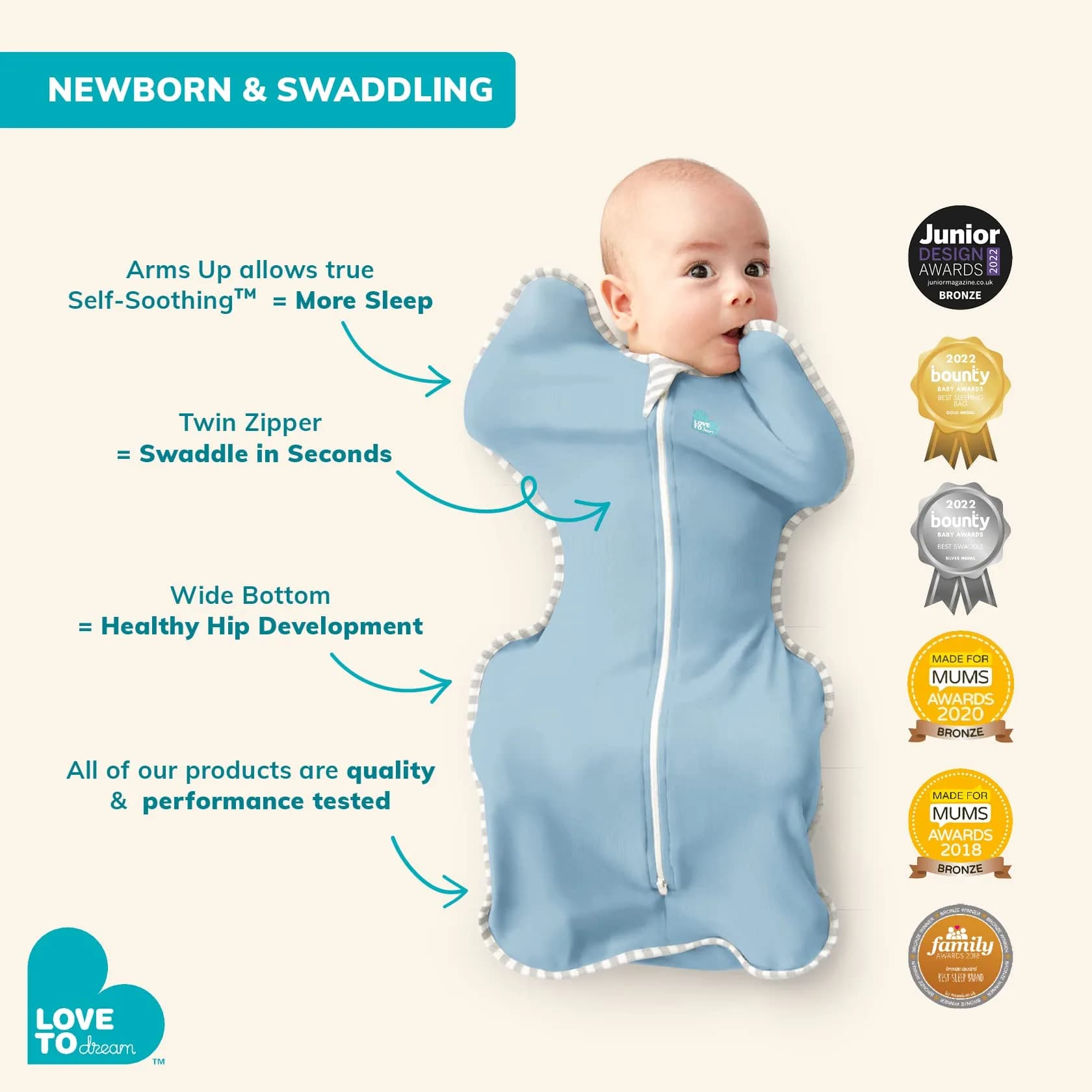Love to Dream Swaddle Up Baby Sleep Sack 1.0 TOG 156g (5.5oz) Dusty Pink | Helps Baby Self-Soothe & Sleep Longer - view 7