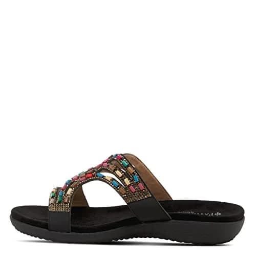 PATRIZIA Twirling Women's Slip-On Sandals – Crystal & Bead Embellished, Microsuede Footbed, 1¼” Heel, Black US 8.5 thumbnail 5