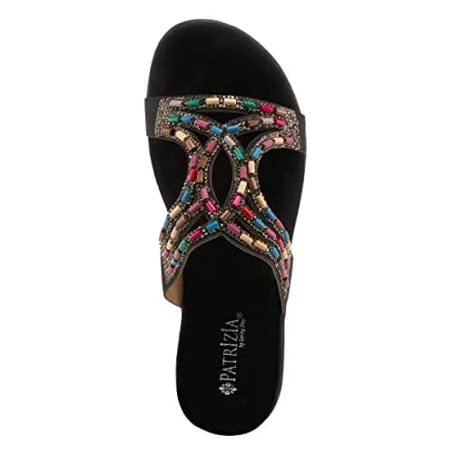 PATRIZIA Twirling Women's Slip-On Sandals – Crystal & Bead Embellished, Microsuede Footbed, 1¼” Heel, Black, EU 36 / US 5.5-6 | Casual Summer Style thumbnail 6