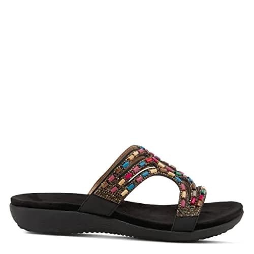 PATRIZIA Twirling Women's Slip-On Sandals – Crystal & Bead Embellished, Microsuede Footbed, 1¼” Heel, Black, EU 36 / US 5.5-6 | Casual Summer Style thumbnail 8