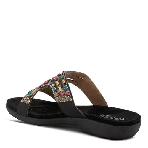 PATRIZIA Twirling Women's Slip-On Sandals – Crystal & Bead Embellished, Microsuede Footbed, 1¼” Heel, Black, EU 36 / US 5.5-6 | Casual Summer Style thumbnail 10