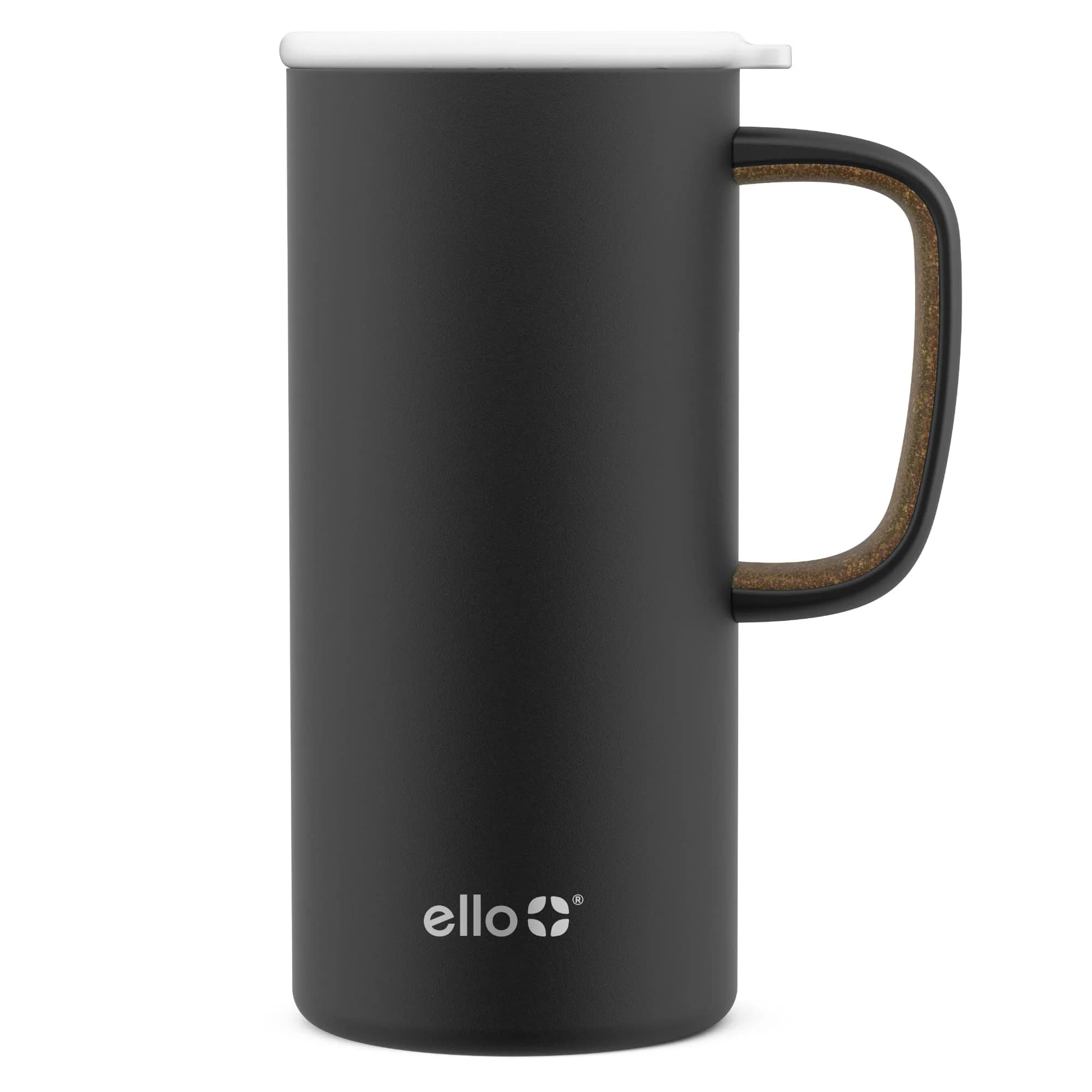 Ello Campy 18oz Insulated Stainless Steel Travel Mug with Handle, Black | Leakproof, Keeps Hot 5h & Cold 20h — Matte Black