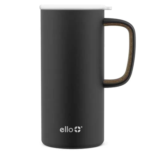 Ello Campy 18oz Insulated Stainless Steel Travel Mug with Handle, Black | Leakproof, Keeps Hot 5h & Cold 20h thumbnail 1
