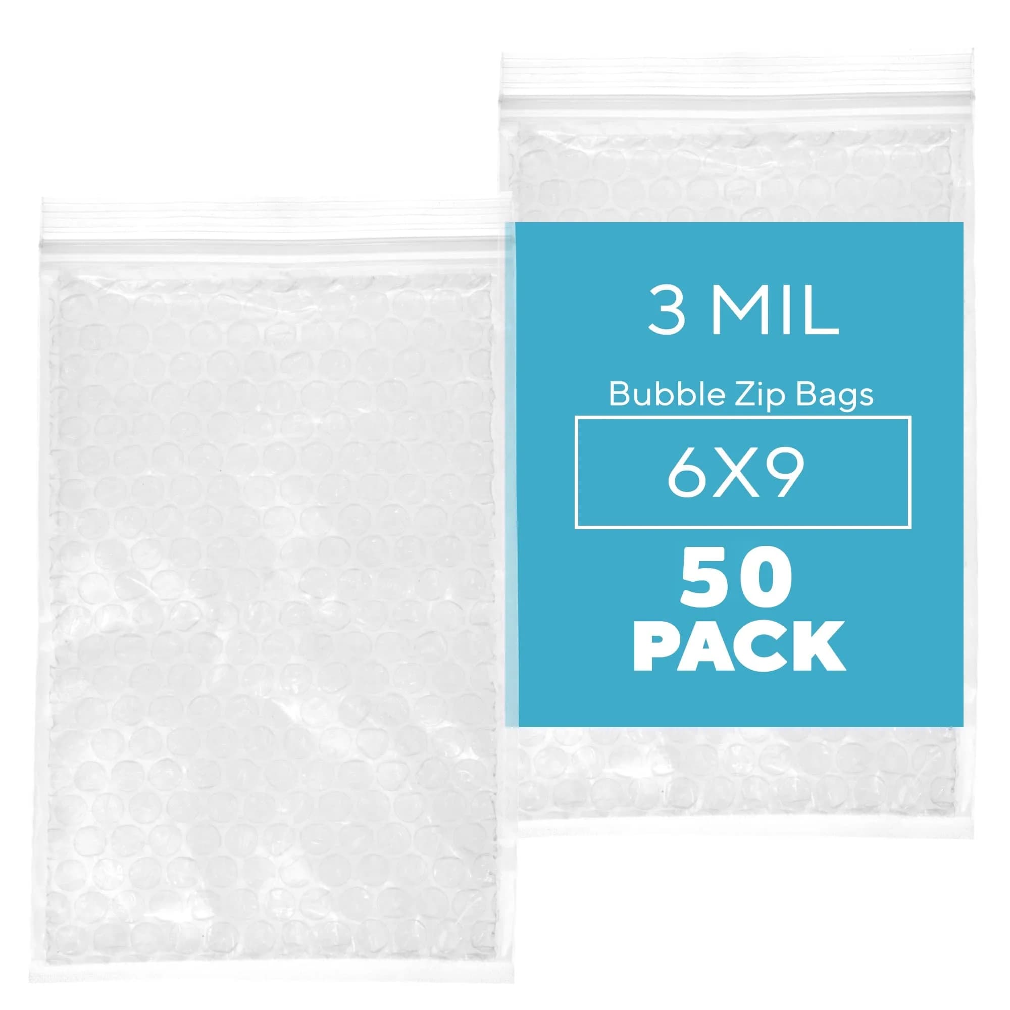 GPI POLY 6" x 9" Bubble Zip Bags | Heavy Duty 3 Mil Reusable Bubble Pouches for Fragile Items