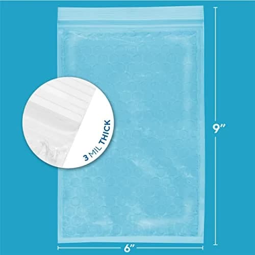 GPI POLY 6" x 9" Bubble Zip Bags | Heavy Duty 3 Mil Reusable Bubble Pouches for Fragile Items thumbnail 2