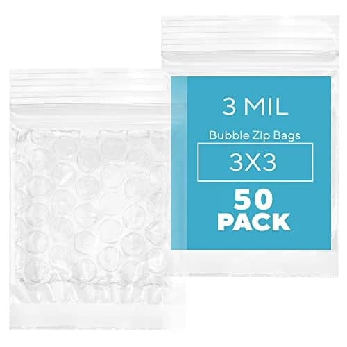 GPI POLY 3"x3" Bubble Zip Bags | Heavy Duty 3 Mil Reusable Cushion Wrap (70-120c) thumbnail 1