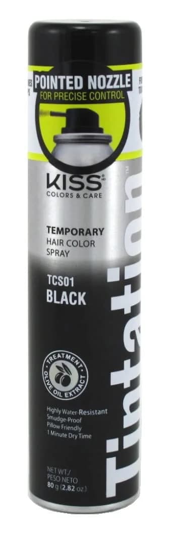 Kiss Tintation Temporary Color Spray Black 2.82 oz (84ml) Pack of 3 | Water-Resistant, Smudge-Proof Hair Color — Black