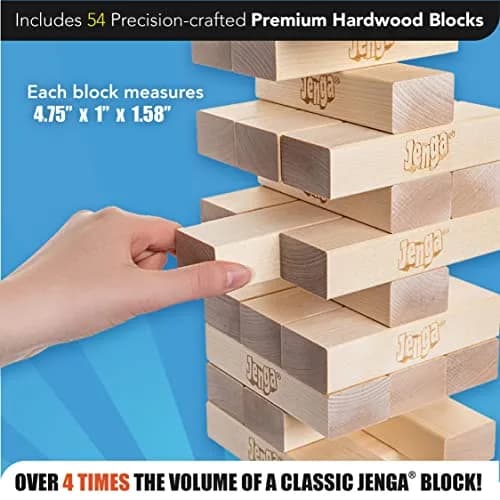 Jenga Giant - Hardwood Blocks - Stacks to Over 3 feet | Officially Licensed Giant Jenga Game thumbnail 4