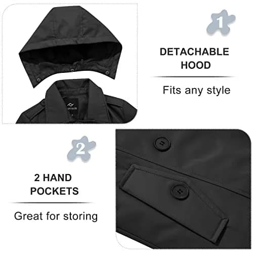 FARVALUE Women's Waterproof Trench Coat Double Breasted Windbreaker Large | Classic Belted Overcoat with Removable Hood thumbnail 4