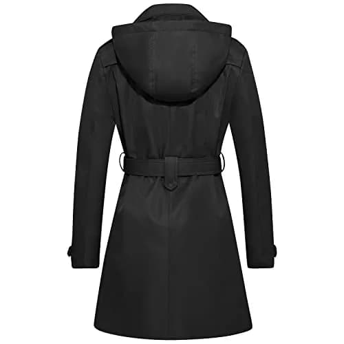 FARVALUE Women's Waterproof Trench Coat Double Breasted Windbreaker Large | Classic Belted Overcoat with Removable Hood thumbnail 2
