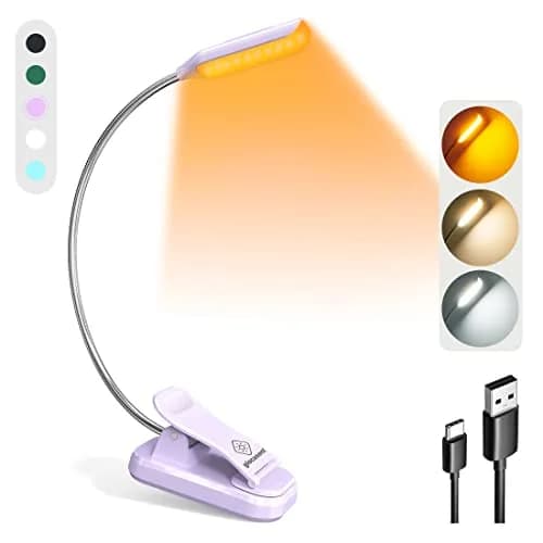 Glocusent Willow Book Light for Reading in Bed, 10 LED Bright Reading Light, 6.7cm (2.6in) Purple thumbnail 1
