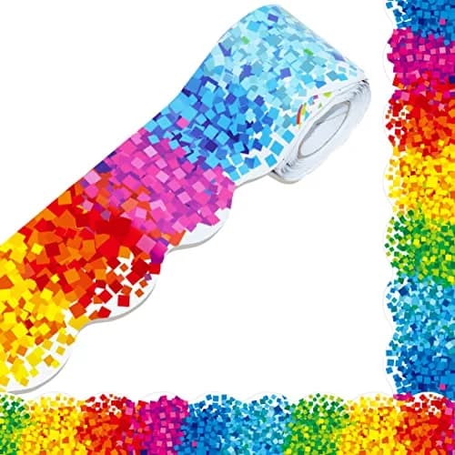ERKE Confetti Scalloped Bulletin Board Borders 60 ft (18.3 m) | Rainbow Colors for Classrooms & Offices thumbnail 1