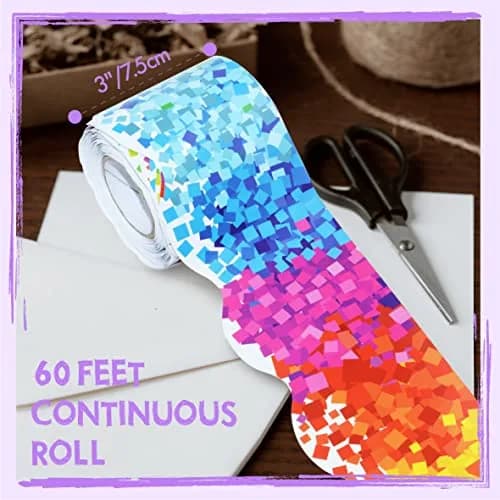 ERKE Confetti Scalloped Bulletin Board Borders 60 ft (18.3 m) | Rainbow Colors for Classrooms & Offices thumbnail 2
