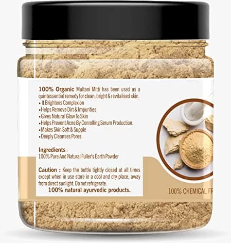 Organic 100% Pure Multani Mitti Powder (Fuller's Earth) Skin Face Clays 350g (12.35 oz) | Natural Clay Mask for Oily & Acne-Prone Skin thumbnail 2