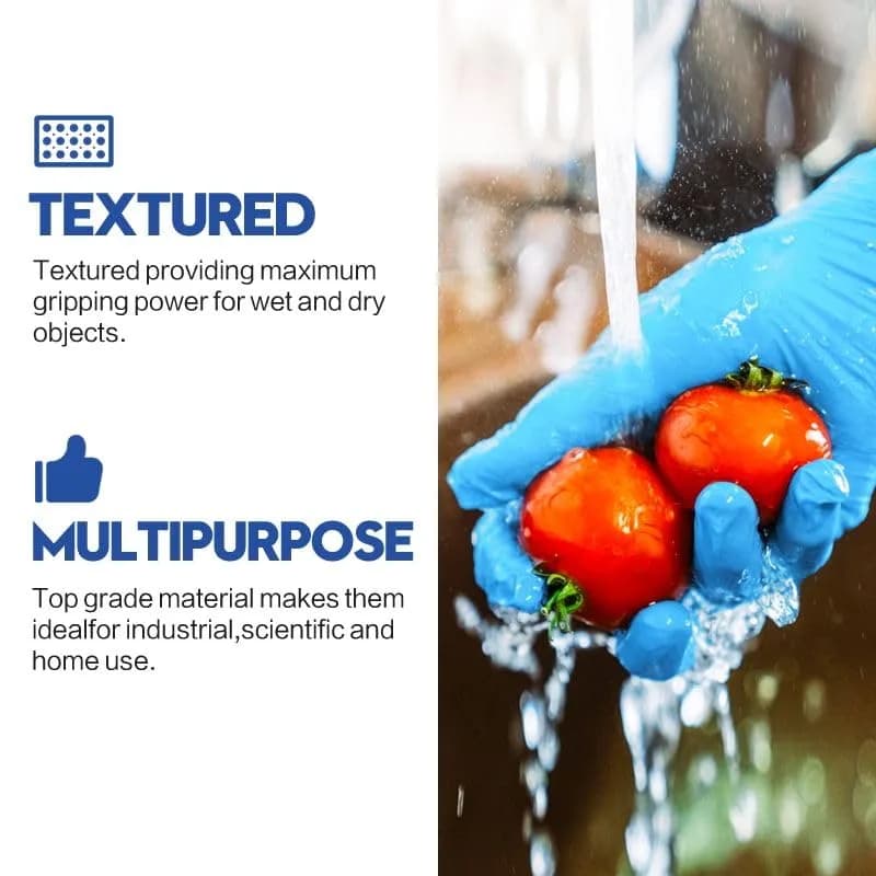 Infimor Blue Nitrile Gloves 3 mil Disposable Gloves, 100 Count (Large) - view 5