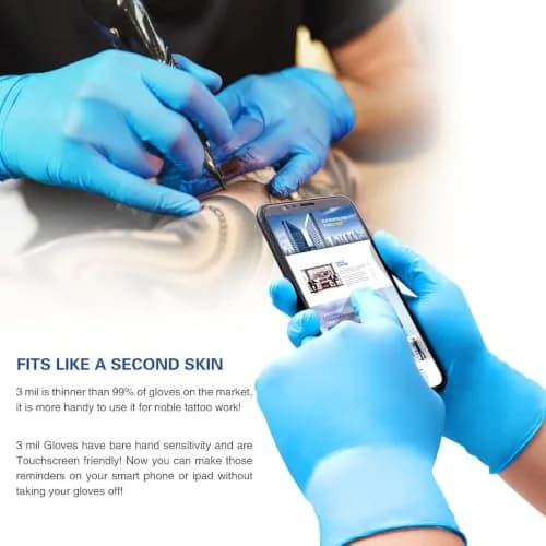Infimor Blue Nitrile Gloves 3 mil Disposable Gloves, 100 Count (Large) thumbnail 4