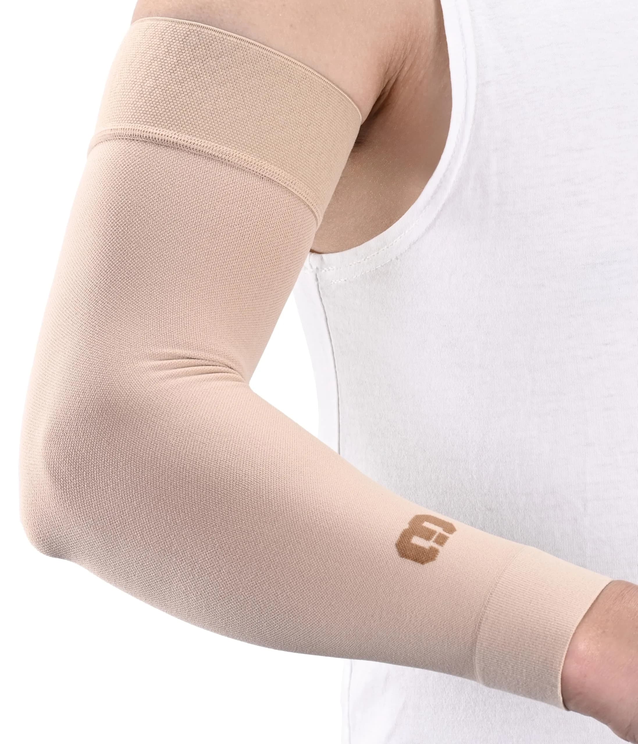 MGANG Medical Compression Arm Sleeve 15-20 mmHg, Lymphedema & Post-Surgery Support | German-Engineered 80% Nylon, 20% Spandex