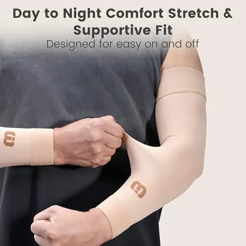 MGANG Medical Compression Arm Sleeve 15-20 mmHg, Lymphedema & Post-Surgery Support | German-Engineered 80% Nylon, 20% Spandex thumbnail 5