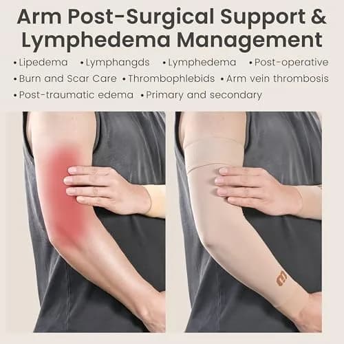 MGANG Medical Compression Arm Sleeve 15-20 mmHg, Lymphedema & Post-Surgery Support | German-Engineered 80% Nylon, 20% Spandex thumbnail 6