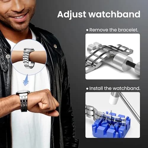 Jorest Watch Repair Kit for Battery Replacement & Link Removal, Resizing & Opener, 15-55mm Case Opener, 5-in-1 Screwdriver Set (Blue/Silver/Yellow/Gold/Black) thumbnail 3