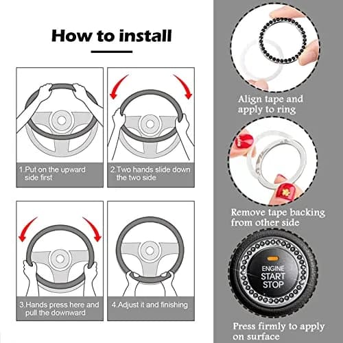 ZYNQACC Fluffy Steering Wheel Cover Set 15 Inches | Warm Soft Fuzzy Car Accessories for Women/Girls thumbnail 7