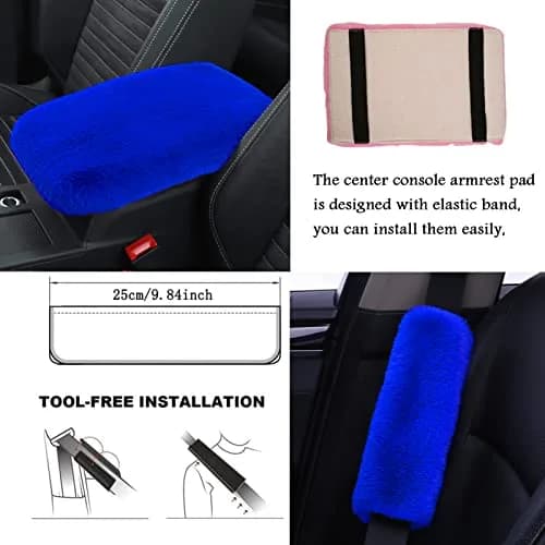 ZYNQACC Fluffy Steering Wheel Cover Set 15 Inches | Warm Soft Fuzzy Car Accessories for Women/Girls thumbnail 4