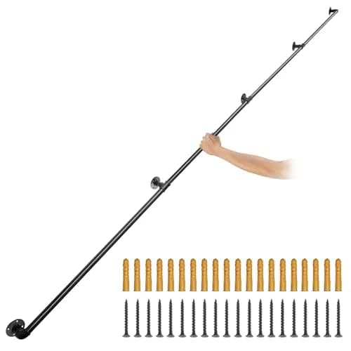 VEVOR Pipe Stair Handrail 13 FT (3.96 m) | Industrial Carbon Steel Staircase Handrail with 440 lbs Load Capacity thumbnail 1