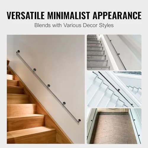 VEVOR Pipe Stair Handrail 13 FT (3.96 m) | Industrial Carbon Steel Staircase Handrail with 440 lbs Load Capacity thumbnail 6
