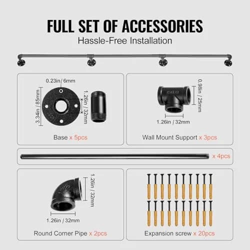 VEVOR Pipe Stair Handrail 13 FT (3.96 m) | Industrial Carbon Steel Staircase Handrail with 440 lbs Load Capacity thumbnail 3