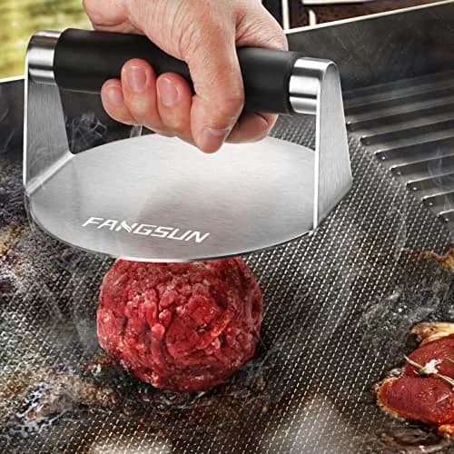 FANGSUN Stainless Steel Burger Press 5.8 Inch | Flat & Heat-Resistant for BBQ & Home Kitchen thumbnail 8