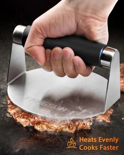 FANGSUN Stainless Steel Burger Press 5.8 Inch | Flat & Heat-Resistant for BBQ & Home Kitchen thumbnail 4