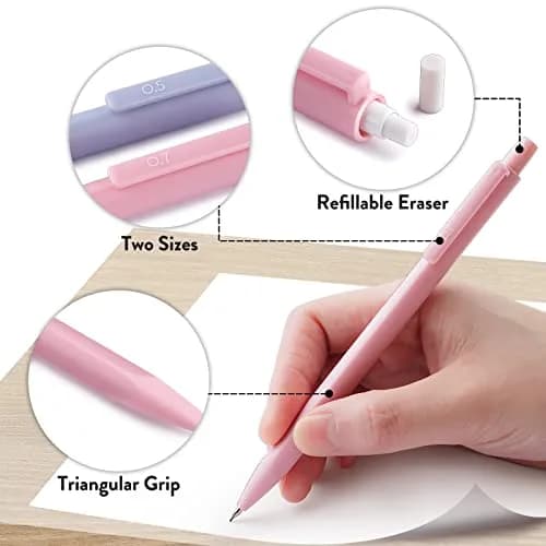 Four Candies Cute Mechanical Pencil Set, 6-Pack 0.5mm & 0.7mm | Pastel Candy Colors for Students thumbnail 5