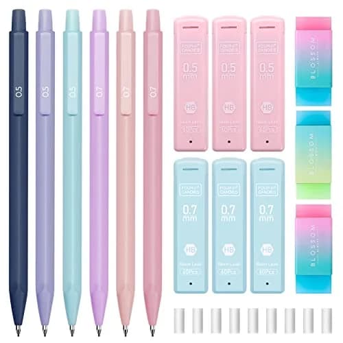 Four Candies Cute Mechanical Pencil Set, 6-Pack 0.5mm & 0.7mm | Pastel Candy Colors for Students thumbnail 9