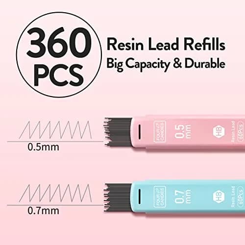 Four Candies Cute Mechanical Pencil Set, 6-Pack 0.5mm & 0.7mm | Pastel Candy Colors for Students thumbnail 2