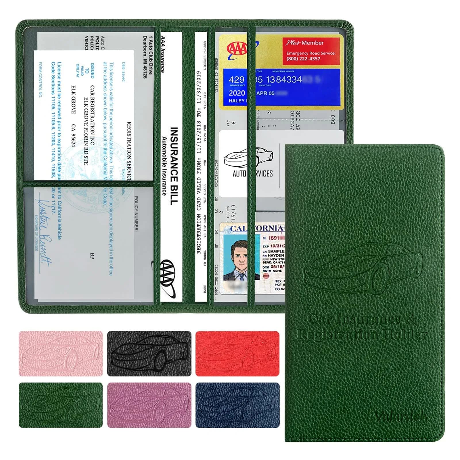Valardoh Car Registration & Insurance Card Holder 9.5" x 5.1" | Durable PU Leather, Magnetic Closure