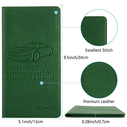 Valardoh Car Registration & Insurance Card Holder 9.5" x 5.1" | Durable PU Leather, Magnetic Closure thumbnail 4