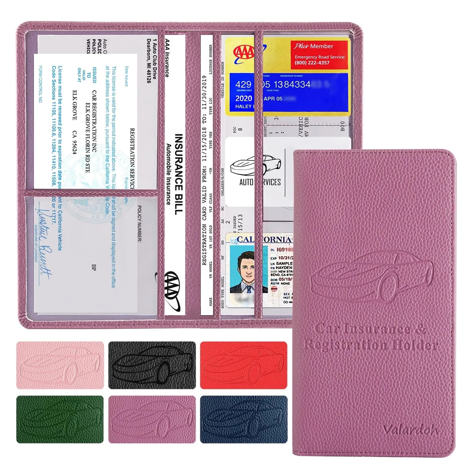 Valardoh Premium Car Document Holder Deep Blue | Organizes License, Insurance & Registration Cards — Purple